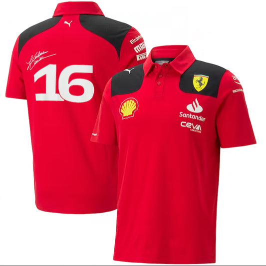 Polo Ferrari 16 Firma Leclerc 2023